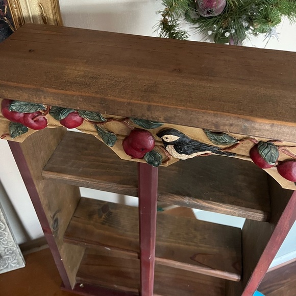 Rare Vintage 1989 Hand Carved Solid
Wood Apple Shelf - Picture 4 of 8